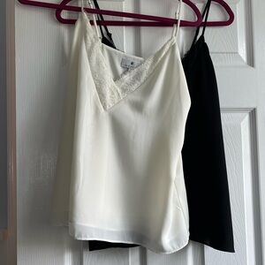 Socialite V Neck Lace Camisole Womens size XS Ivory and black